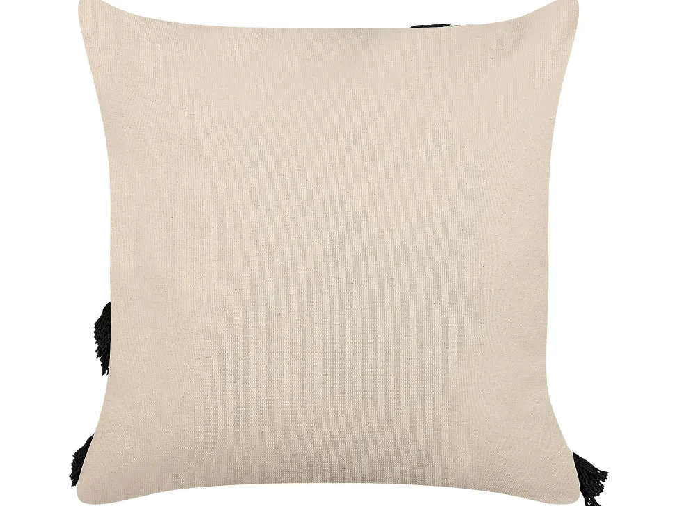 Beliani Koristetyyny Puuvilla Beige/Musta 45 X 45 Cm 2 Kpl Fuchsia Sale