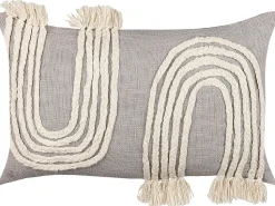 Beliani Koristetyyny Puuvilla Harmaa/Beige 35 X 35 Cm 2 Kpl Ocimum Hot