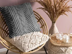 Beliani Koristetyyny Puuvilla Harmaa Kohokuvioitu 45 X 45 Cm Konni Flash Sale