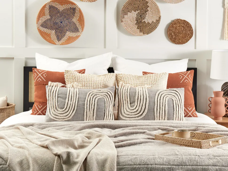 Beliani Koristetyyny Puuvilla Harmaa/Beige 35 X 35 Cm Ocimum Outlet