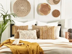 Beliani Koristetyyny Puuvilla Hiekanruskea/Valkoinen 45 X 45 Cm 2 Kpl Banyan Best