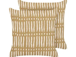 Beliani Koristetyyny Puuvilla Hiekanruskea/Valkoinen 45 X 45 Cm 2 Kpl Salix Store