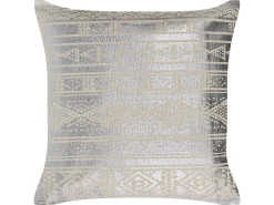 Beliani Koristetyyny Puuvilla Hopea Geometrinen Kuvio 50 X 50 Cm 2 Kpl Oujda Shop