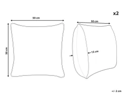 Beliani Koristetyyny Puuvilla Hopea Geometrinen Kuvio 50 X 50 Cm 2 Kpl Oujda Shop