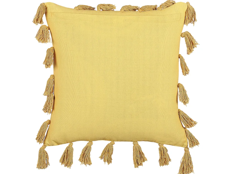 Beliani Koristetyyny Puuvilla Keltainen 45 X 45 Cm 2 Kpl Lynchis Best Sale
