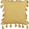 Beliani Koristetyyny Puuvilla Keltainen 45 X 45 Cm Lynchis Best Sale