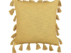Beliani Koristetyyny Puuvilla Keltainen 45 X 45 Cm Lynchis Best Sale