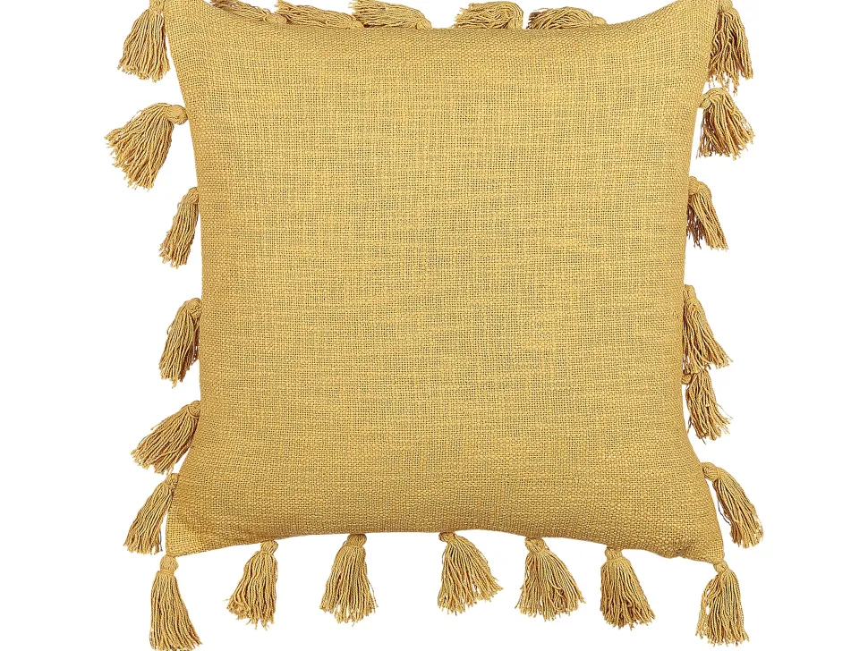 Beliani Koristetyyny Puuvilla Keltainen 45 X 45 Cm Lynchis Best Sale