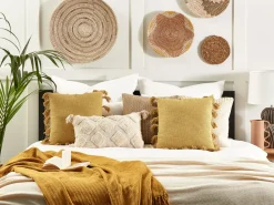 Beliani Koristetyyny Puuvilla Keltainen 45 X 45 Cm Lynchis Best Sale