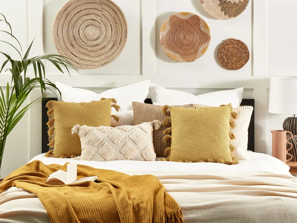 Beliani Koristetyyny Puuvilla Keltainen 45 X 45 Cm Lynchis Best Sale