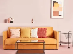 Beliani Koristetyyny Puuvilla Keltainen 45 X 45 Cm Lynchis Best Sale