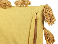 Beliani Koristetyyny Puuvilla Keltainen 45 X 45 Cm Lynchis Best Sale