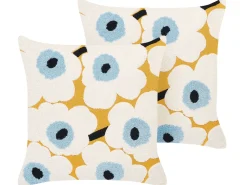 Beliani Koristetyyny Puuvilla Kirjailtu Monivarinen 45 X 45 Cm 2 Kpl Spruce Flash Sale