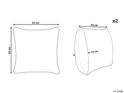Beliani Koristetyyny Puuvilla Kirjailtu Monivarinen 45 X 45 Cm 2 Kpl Shallot Store