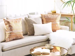 Beliani Koristetyyny Puuvilla Kupari Geometrinen Kuvio 50 X 50 Cm Oujda Best Sale