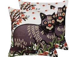 Beliani Koristetyyny Puuvilla Monivarinen Kirjailtu 50 X 50 Cm 2 Kpl Phusro Hot