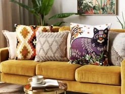 Beliani Koristetyyny Puuvilla Monivarinen Kirjailtu 50 X 50 Cm 2 Kpl Phusro Hot