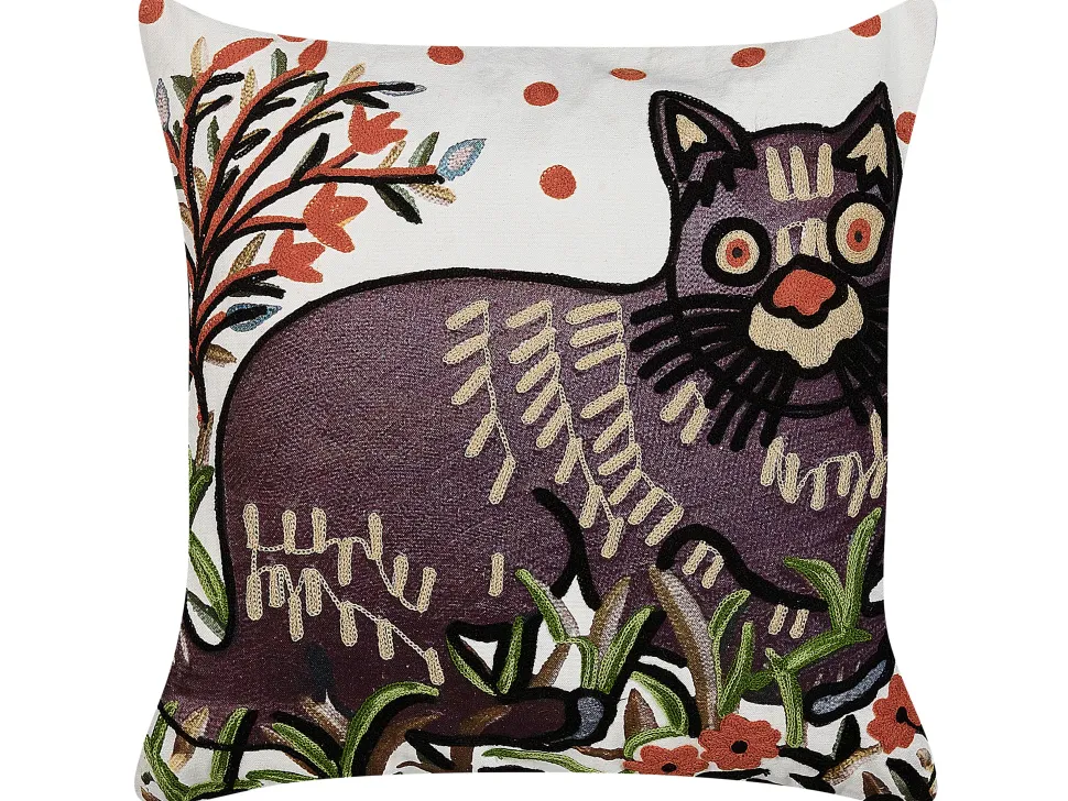 Beliani Koristetyyny Puuvilla Monivarinen Kirjailtu 50 X 50 Cm 2 Kpl Phusro Hot