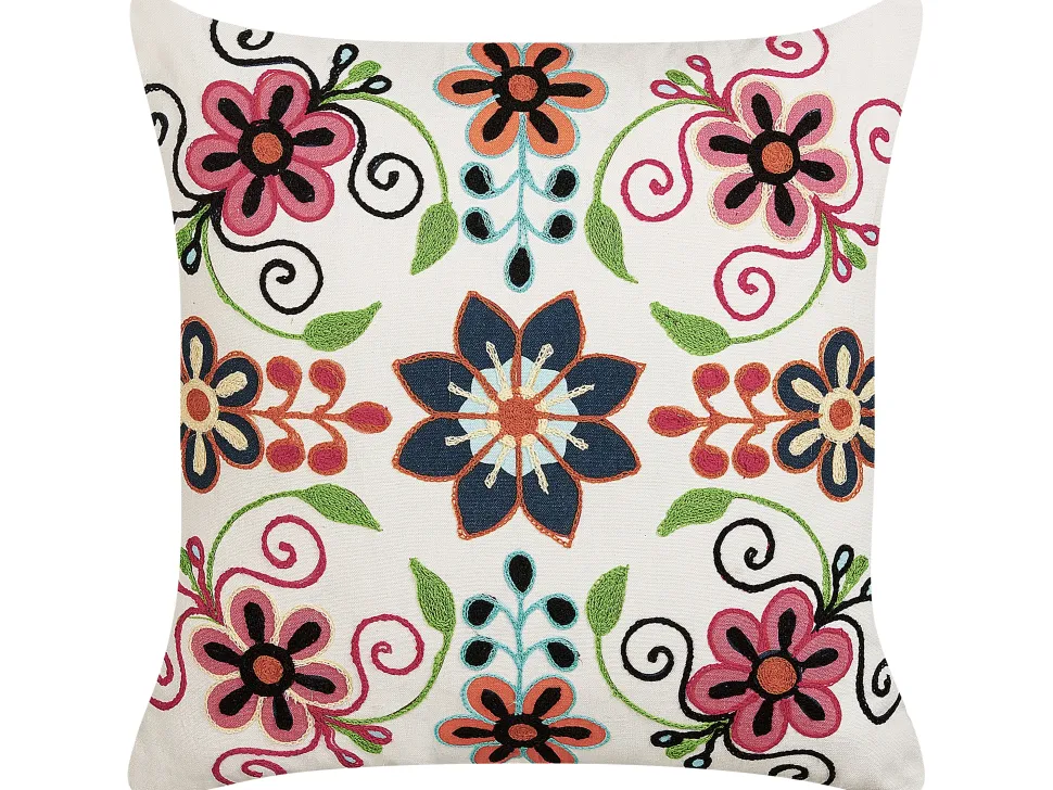 Beliani Koristetyyny Puuvilla Monivarinen Kirjailtu 50 X 50 Cm Bahraich Hot
