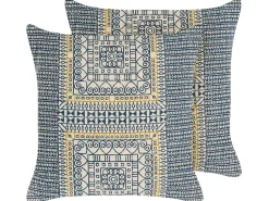 Beliani Koristetyyny Puuvilla Monivarinen Geometrinen Kuvio 50 X 50 Cm 2 Kpl Sidi Hot