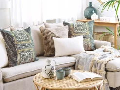 Beliani Koristetyyny Puuvilla Monivarinen Geometrinen Kuvio 50 X 50 Cm 2 Kpl Sidi Hot