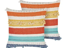 Beliani Koristetyyny Puuvilla Monivarinen 45 X 45 Cm 2 Kpl Dicliptera Best