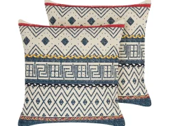 Beliani Koristetyyny Puuvilla Monivarinen Geometrinen Kuvio 50 X 50 Cm 2 Kpl Souk Flash Sale