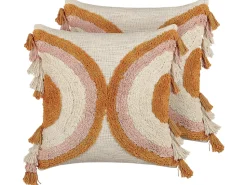 Beliani Koristetyyny Puuvilla Monivarinen 45 X 45 Cm 2 Kpl Lablab Cheap