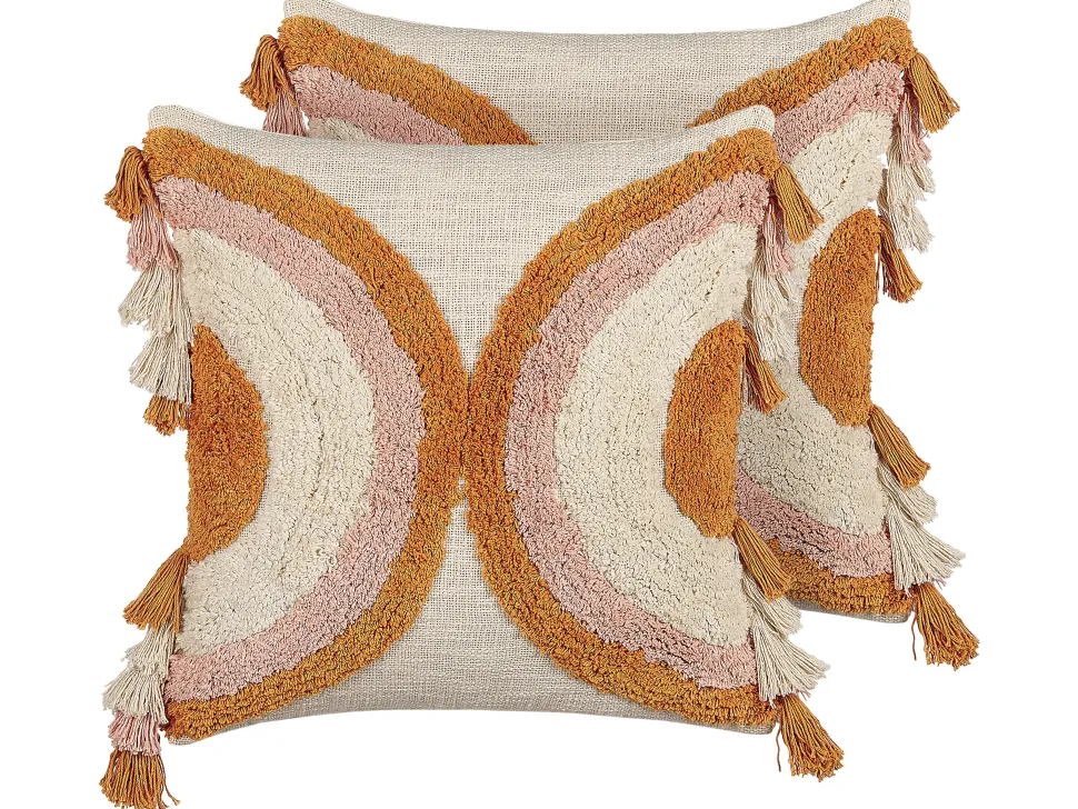 Beliani Koristetyyny Puuvilla Monivarinen 45 X 45 Cm 2 Kpl Lablab Cheap