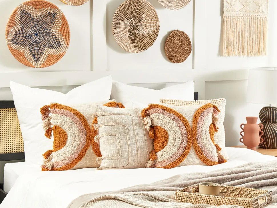 Beliani Koristetyyny Puuvilla Monivarinen 45 X 45 Cm 2 Kpl Lablab Cheap