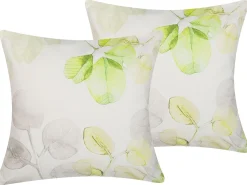 Beliani Koristetyyny Puuvilla Monivarinen 45 X 45 Cm 2 Kpl Peperomia Best Sale