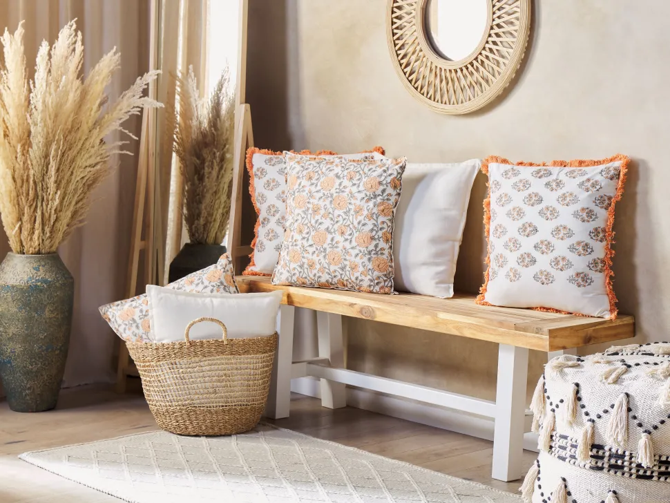 Beliani Koristetyyny Puuvilla Monivarinen 45 X 45 Cm Meadia Hot