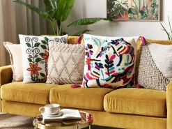 Beliani Koristetyyny Puuvilla Monivarinen Kirjailtu 50 X 50 Cm 2 Kpl Vellore Sale