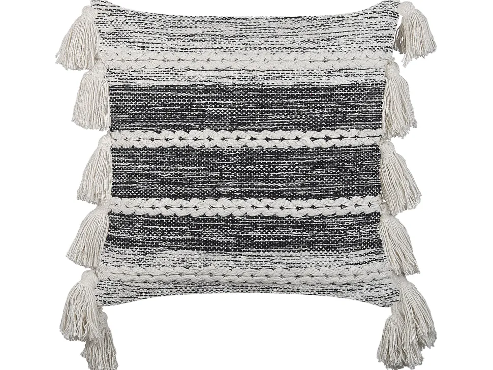 Beliani Koristetyyny Puuvilla Musta/Valkoinen 45 X 45 Cm Rochea Best