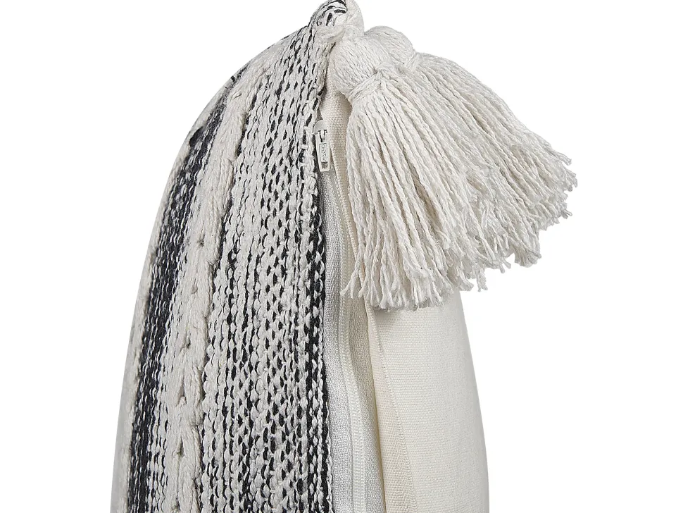 Beliani Koristetyyny Puuvilla Musta/Valkoinen 45 X 45 Cm Rochea Best