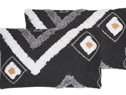 Beliani Koristetyyny Puuvilla Musta Tuftattu 30 X 50 Cm 2 Kpl Viburnum Online