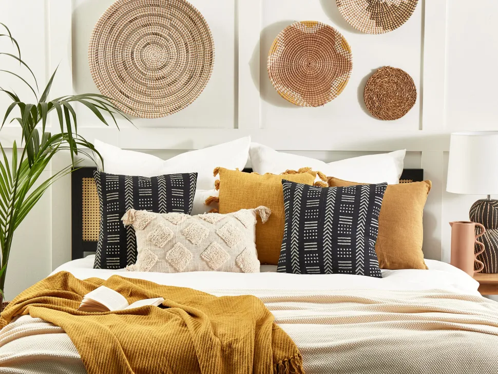 Beliani Koristetyyny Puuvilla Musta/Valkoinen 45 X 45 Cm Benzoin Cheap