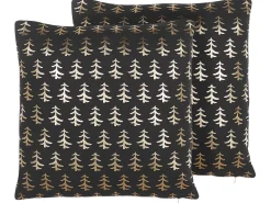 Beliani Koristetyyny Puuvilla Musta/Kultainen 45 X 45 Cm 2 Kpl Leroy Online