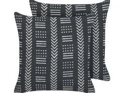 Beliani Koristetyyny Puuvilla Musta/Valkoinen 45 X 45 Cm 2 Kpl Benzoin Sale