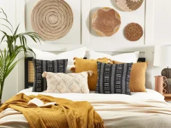 Beliani Koristetyyny Puuvilla Musta/Valkoinen 45 X 45 Cm 2 Kpl Benzoin Sale