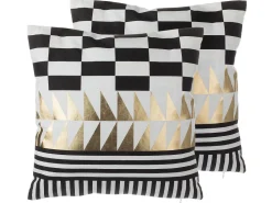 Beliani Koristetyyny Puuvilla Mustavalkoinen 45 X 45 Cm 2 Kpl Dalia Sale