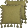 Beliani Koristetyyny Puuvilla Oliivinvihrea 45 X 45 Cm 2 Kpl Lynchis Store
