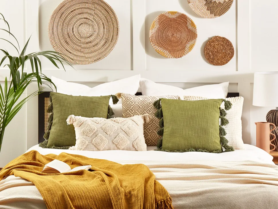 Beliani Koristetyyny Puuvilla Oliivinvihrea 45 X 45 Cm Lynchis Outlet