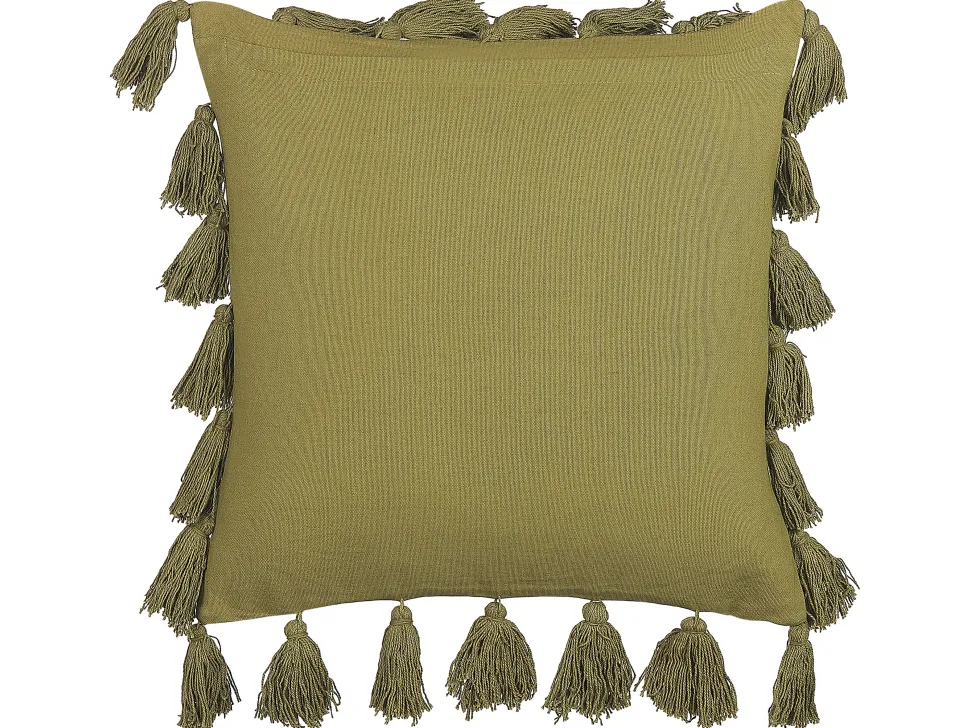 Beliani Koristetyyny Puuvilla Oliivinvihrea 45 X 45 Cm Lynchis Outlet