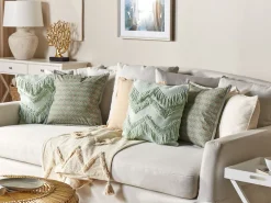 Beliani Koristetyyny Puuvilla Oliivinvihrea 45 X 45 Cm 2 Kpl Pictus Fashion