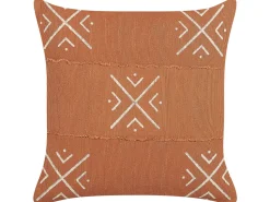 Beliani Koristetyyny Puuvilla Oranssi/Valkoinen 45 X 45 Cm Vitis Fashion