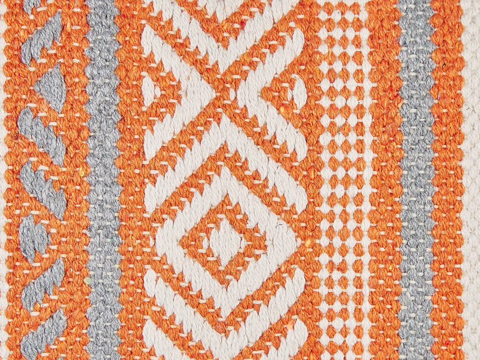 Beliani Koristetyyny Puuvilla Oranssi/Valkoinen 30 X 50 Cm Inula Sale