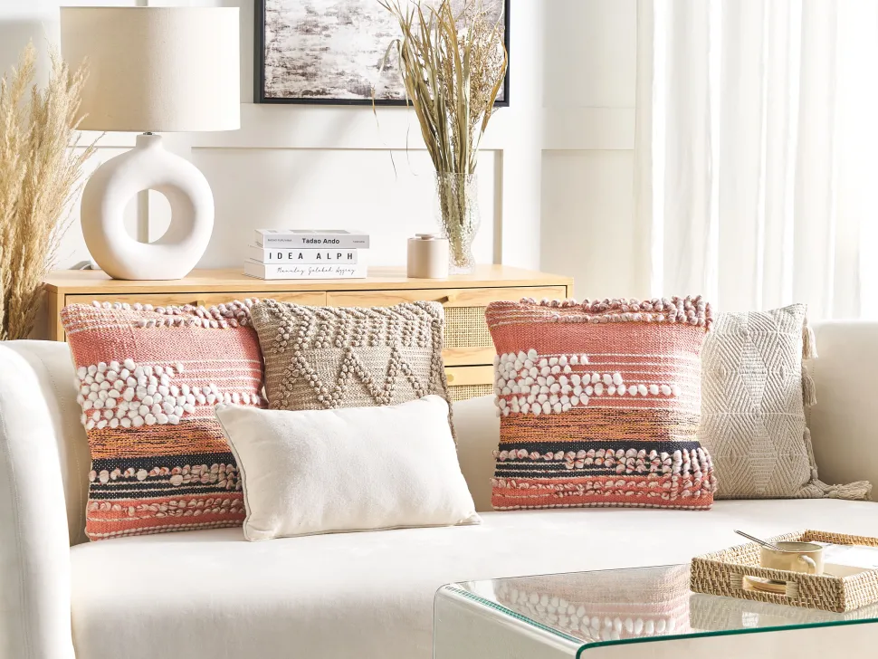 Beliani Koristetyyny Puuvilla Oranssi 45 X 45 Cm Deutzia Sale