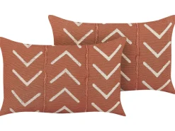 Beliani Koristetyyny Puuvilla Oranssi 35 X 55 Cm 2 Kpl Albium Cheap