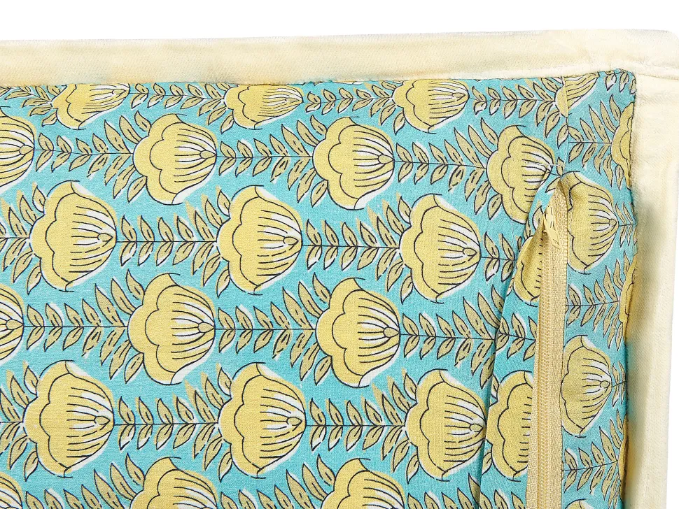 Beliani Koristetyyny Puuvilla Sininen/Keltainen 45 X 45 Cm Wakegi Hot